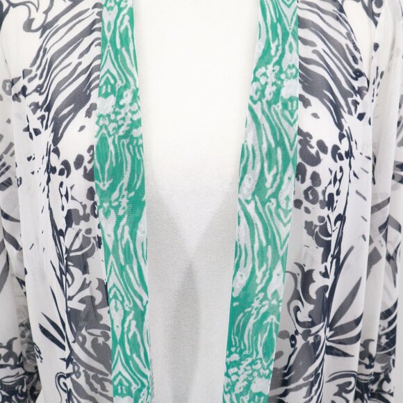 Chico's Easywear Cardigan Women L White Boho Eclectic Artistic Swim Cover Travel - Picture 5 of 16